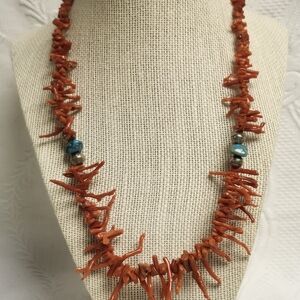 Branch Coral and Turquoise Necklace